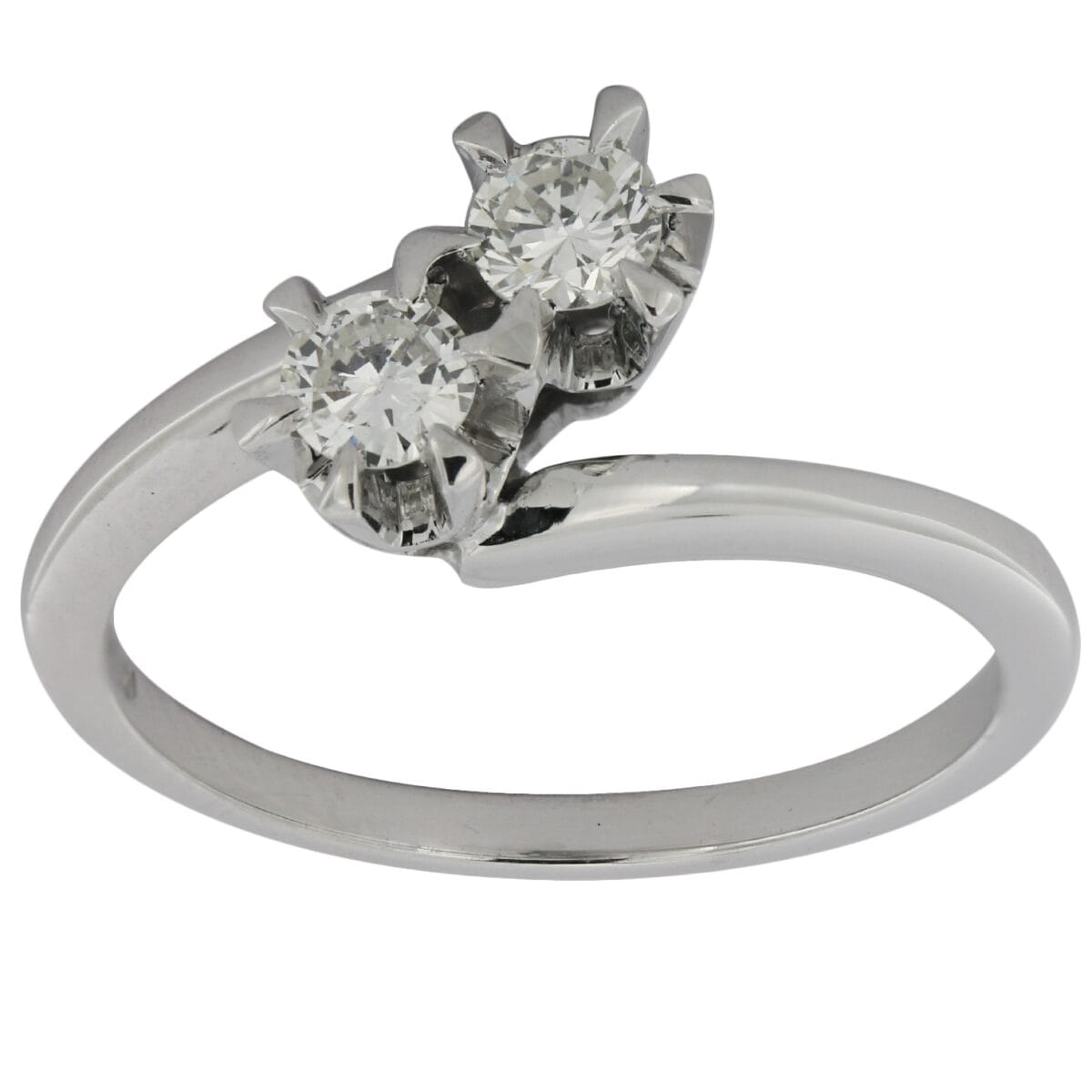 Anello contrariè d’oro bianco 18kt con diamanti taglio round brill 0,38ct