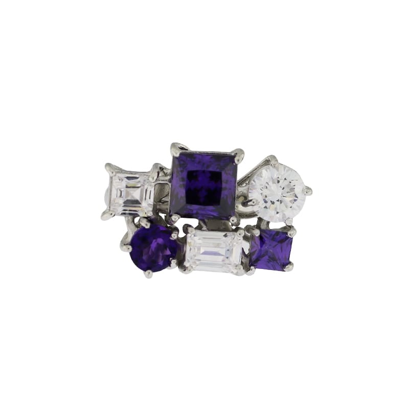 Anello argento 925% con ametiste e zirconi