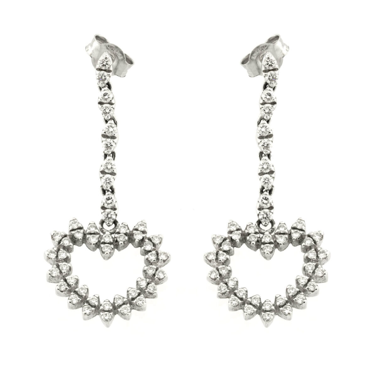 Orecchini pendenti cuore con diamanti 0,92ct tot