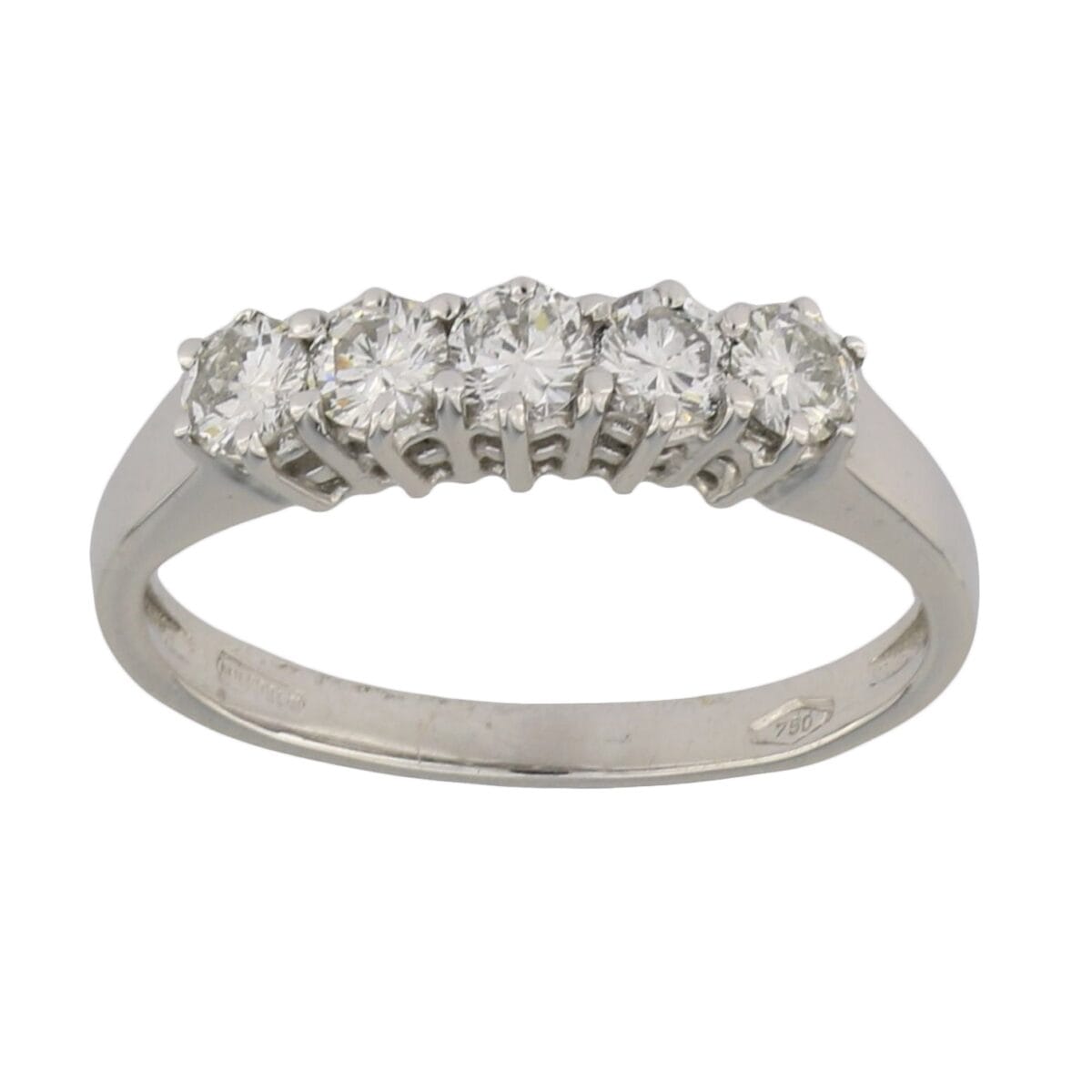 Anello veretta realizzata in oro bianco 18kt con diamanti taglio round 0,75 ct