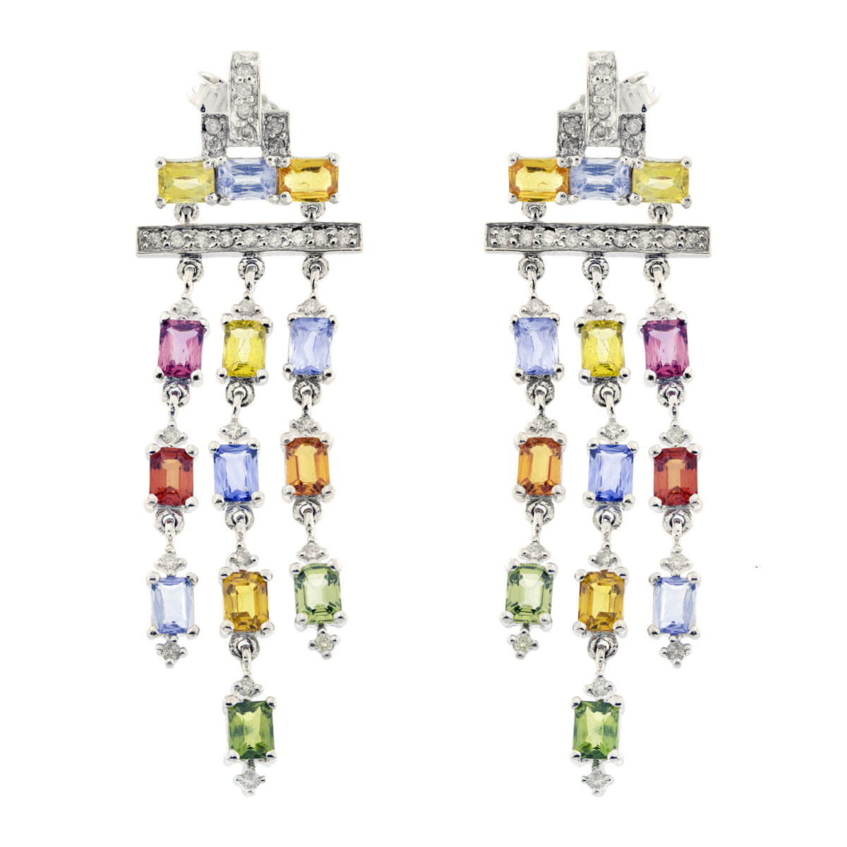 Orecchini con diamanti 0,46ct tot e zaffiri 7,10ct tot