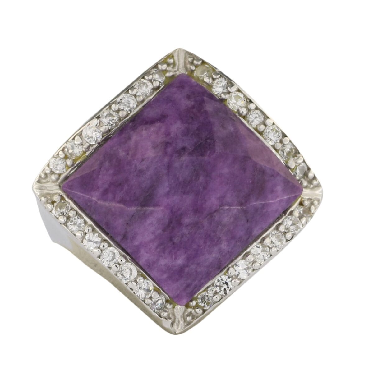 Anello in argento 925% con pietra viola e zirconi