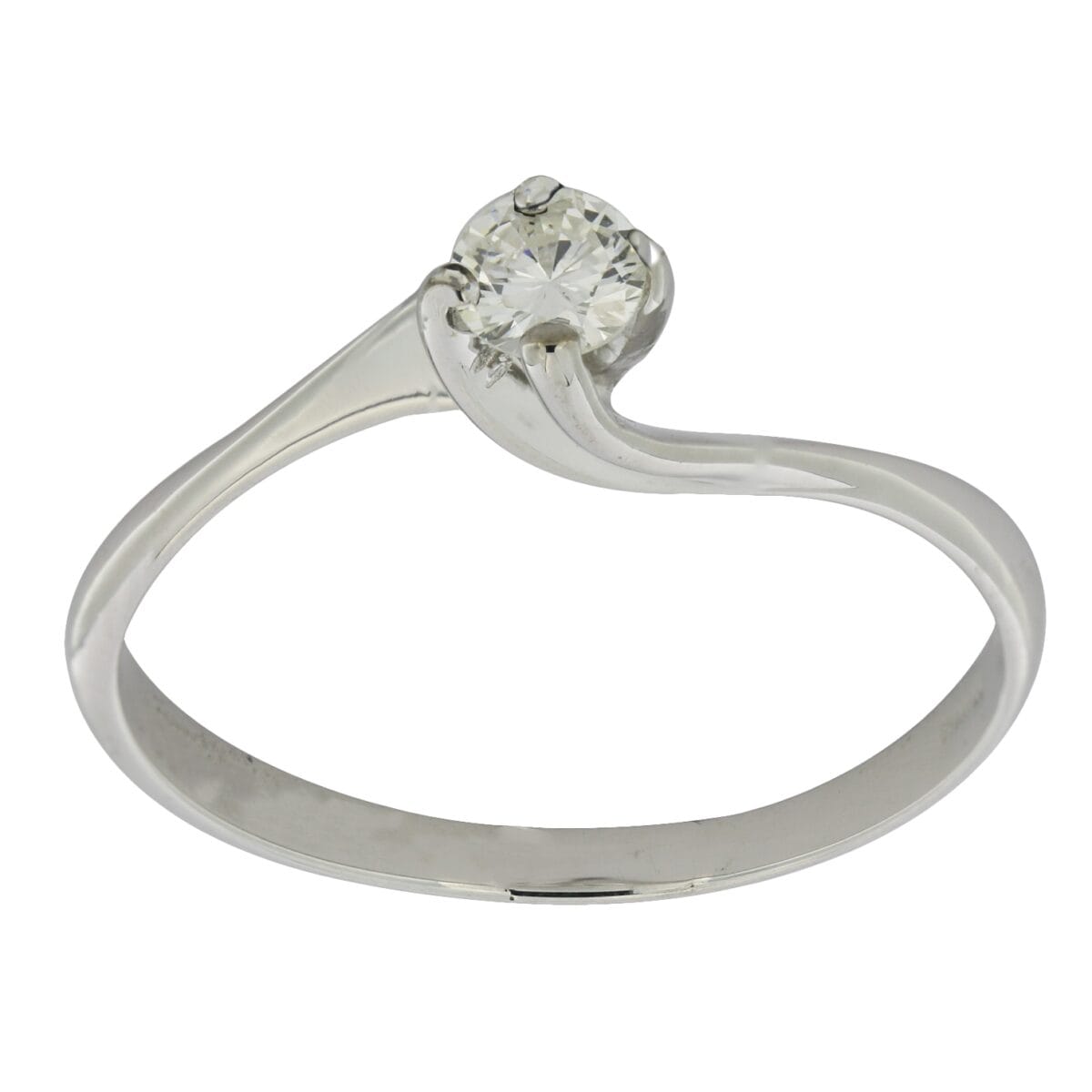 Anello solitario d’oro bianco 18kt e diamante taglio round brill 0,28ct