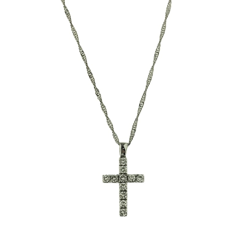 Catenina con ciondolo croce in oro bianco 18kt e diamanti 1,76ct