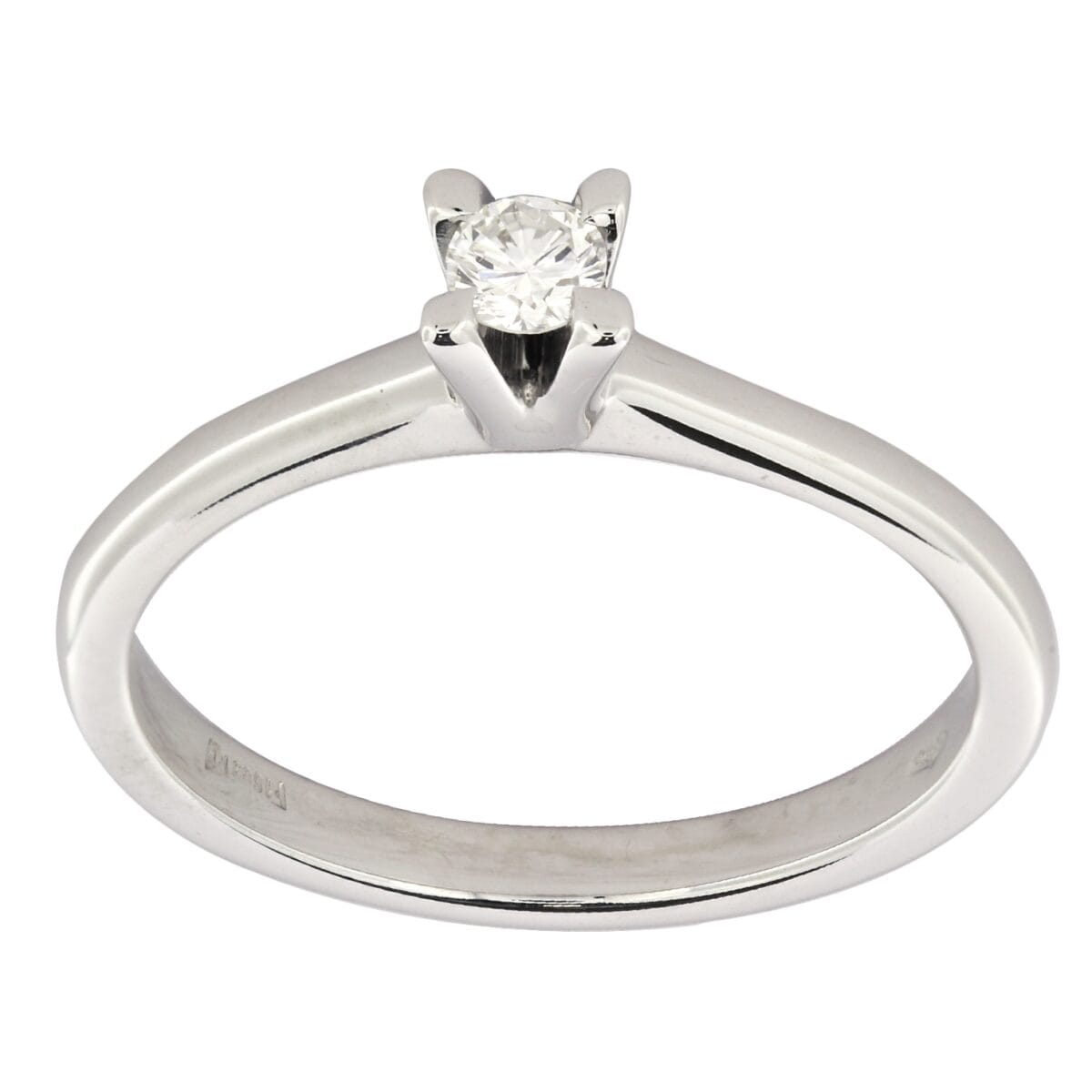 Anello solitario oro bianco 18kt e diamante taglio round 0,11 ct