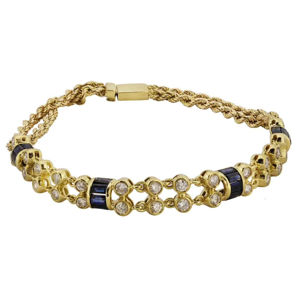 Bracciale in oro giallo con zaffiri 2ct tot e diamanti 1,20ct tot