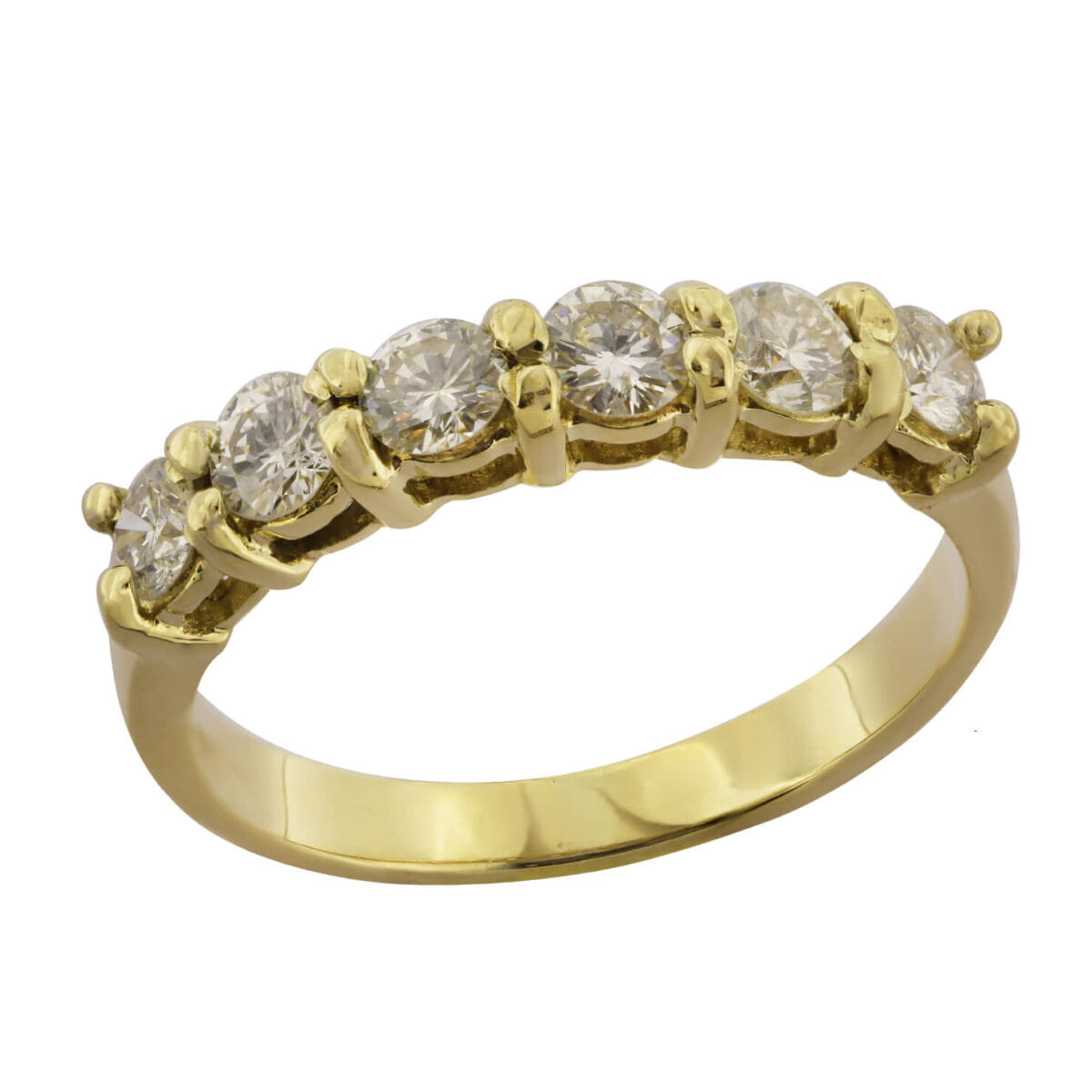 Anello veretta in oro giallo con diamanti round 0,66ct