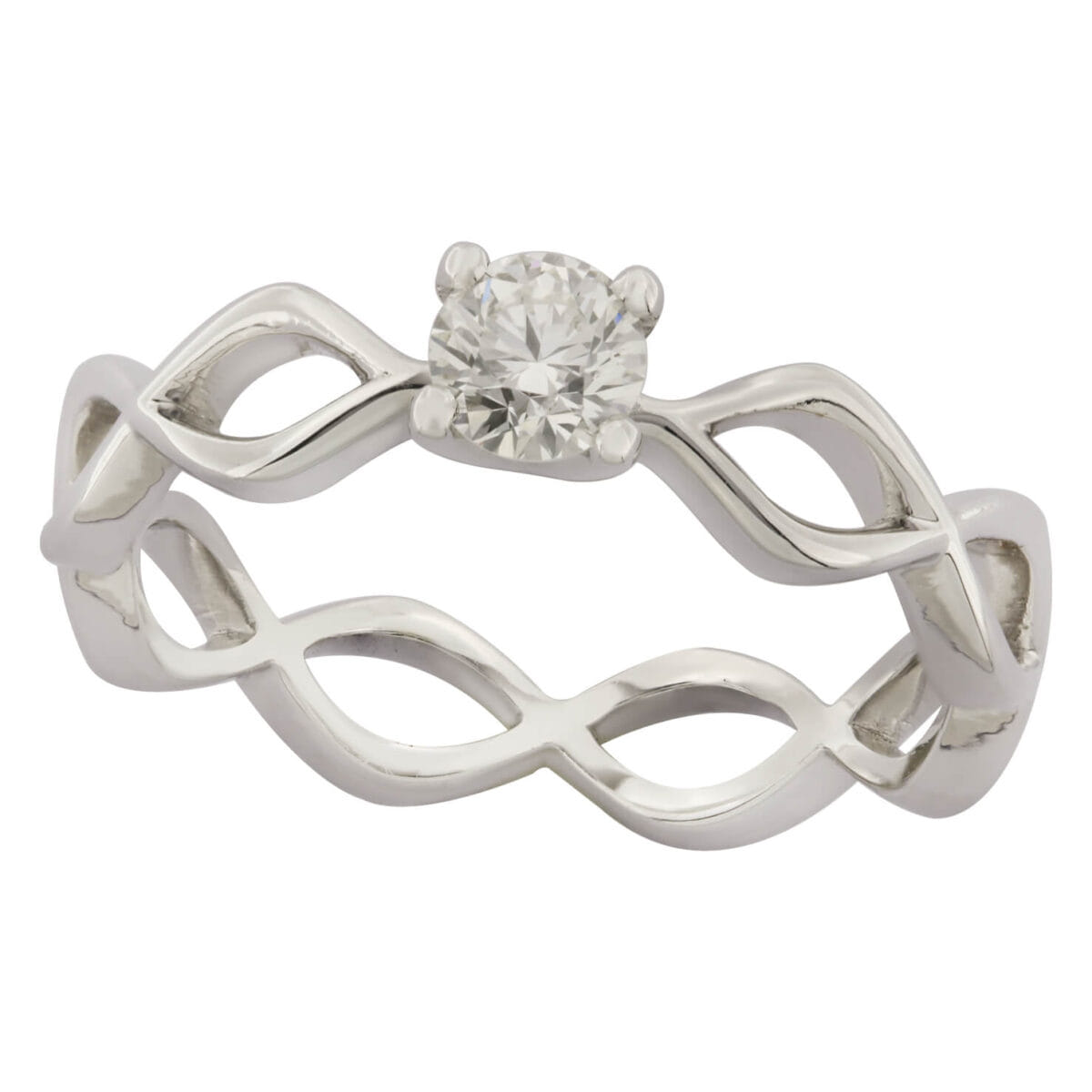 Anello solitario The Magic Braid in oro bianco e diamante 0,30ct