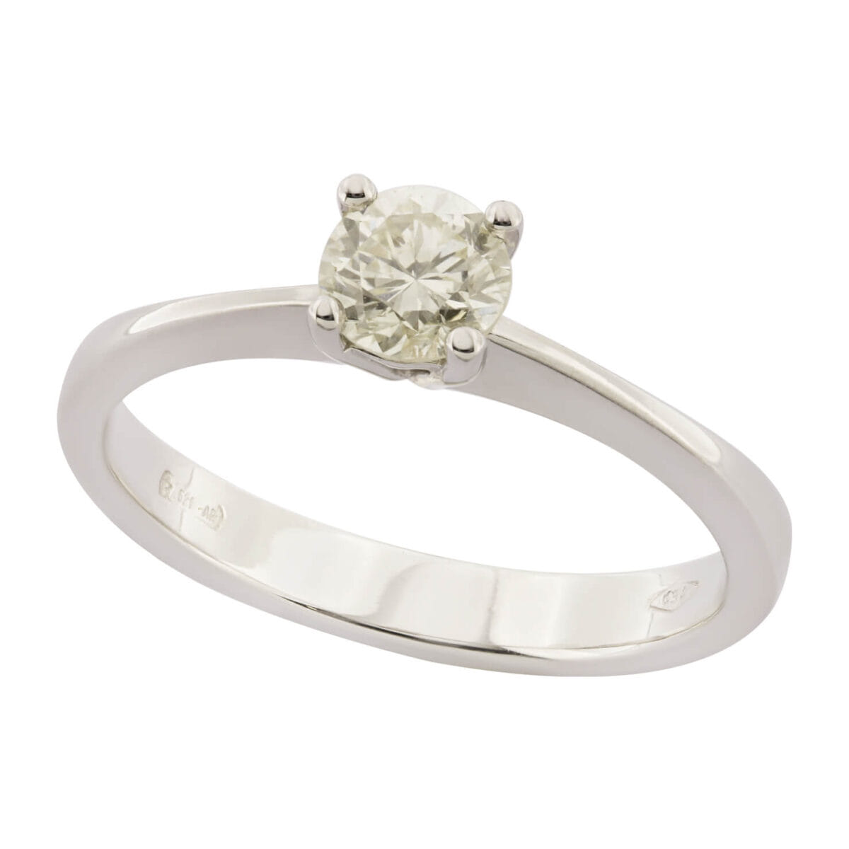 Anello solitario in oro bianco e diamante round 0,70ct