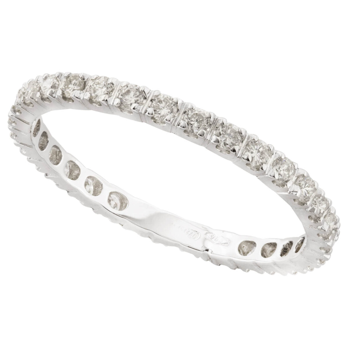 Anello eternity in oro bianco e diamanti taglio round 0,31ct tot