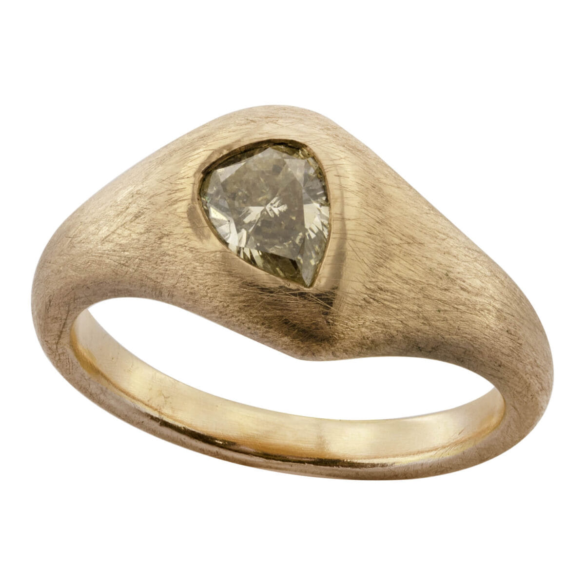Anello in oro rosa con diamante giallo taglio goccia 0,70ct
