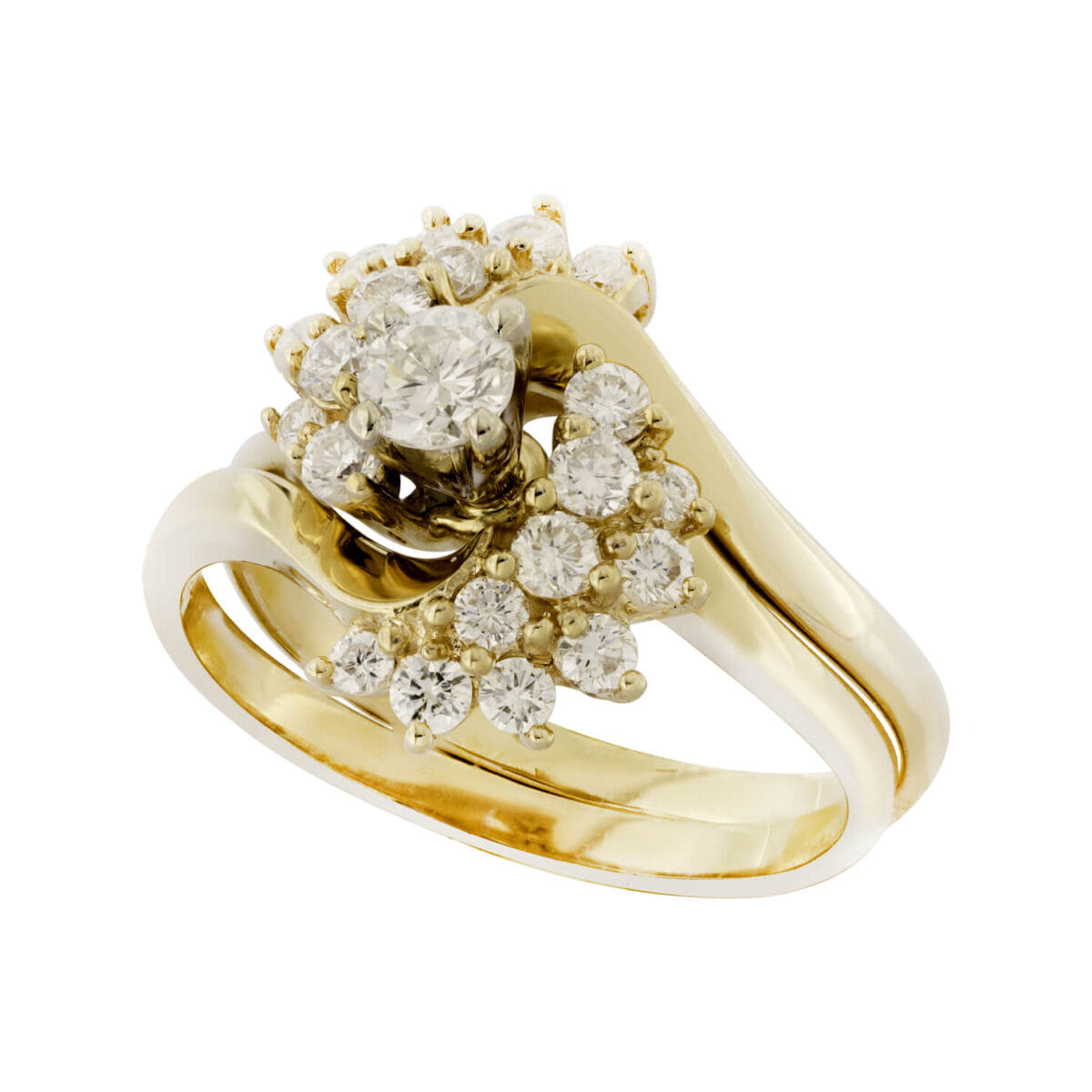 Anello doppio in oro giallo 9kt e diamanti 0,50ct tot