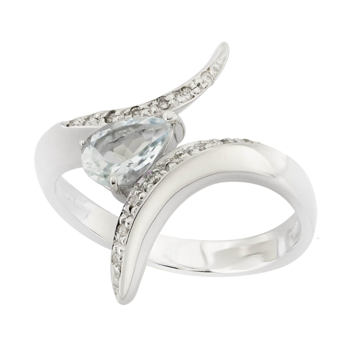 Anello Comete con diamanti 0,06ct tot e acquamarina 0,70ct