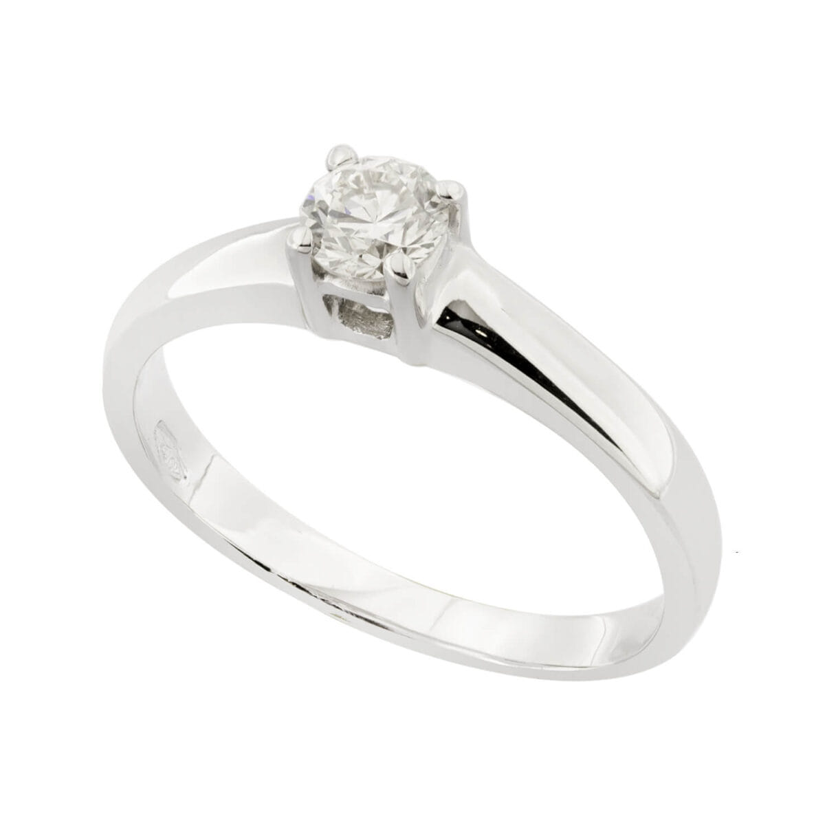 Anello solitario in oro con diamante round 0,31ct