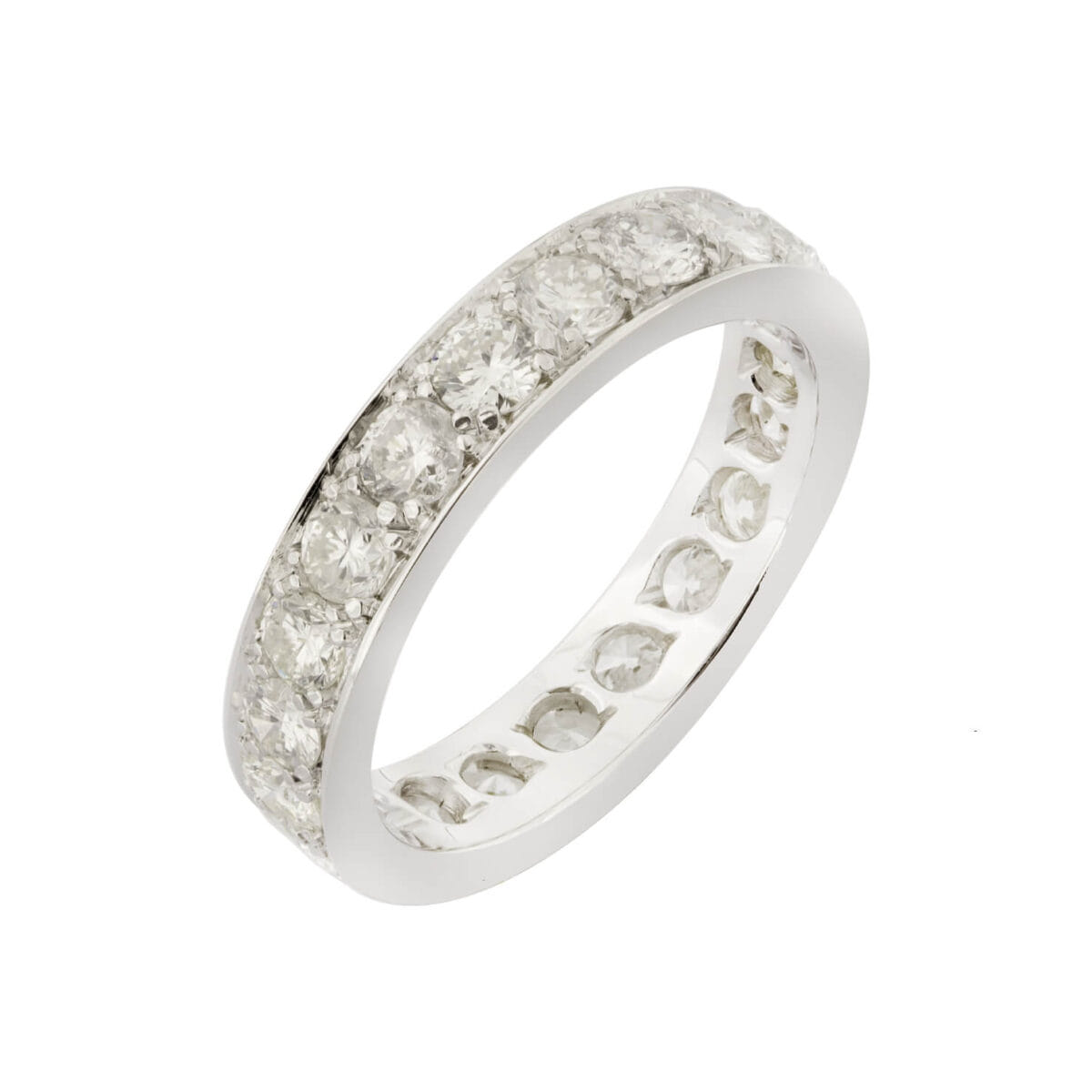 Anello eternity in oro bianco e diamanti round 2,10ct tot