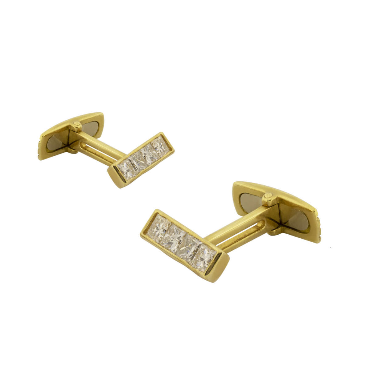Gemelli in oro giallo e diamanti taglio princess 1,68ct tot