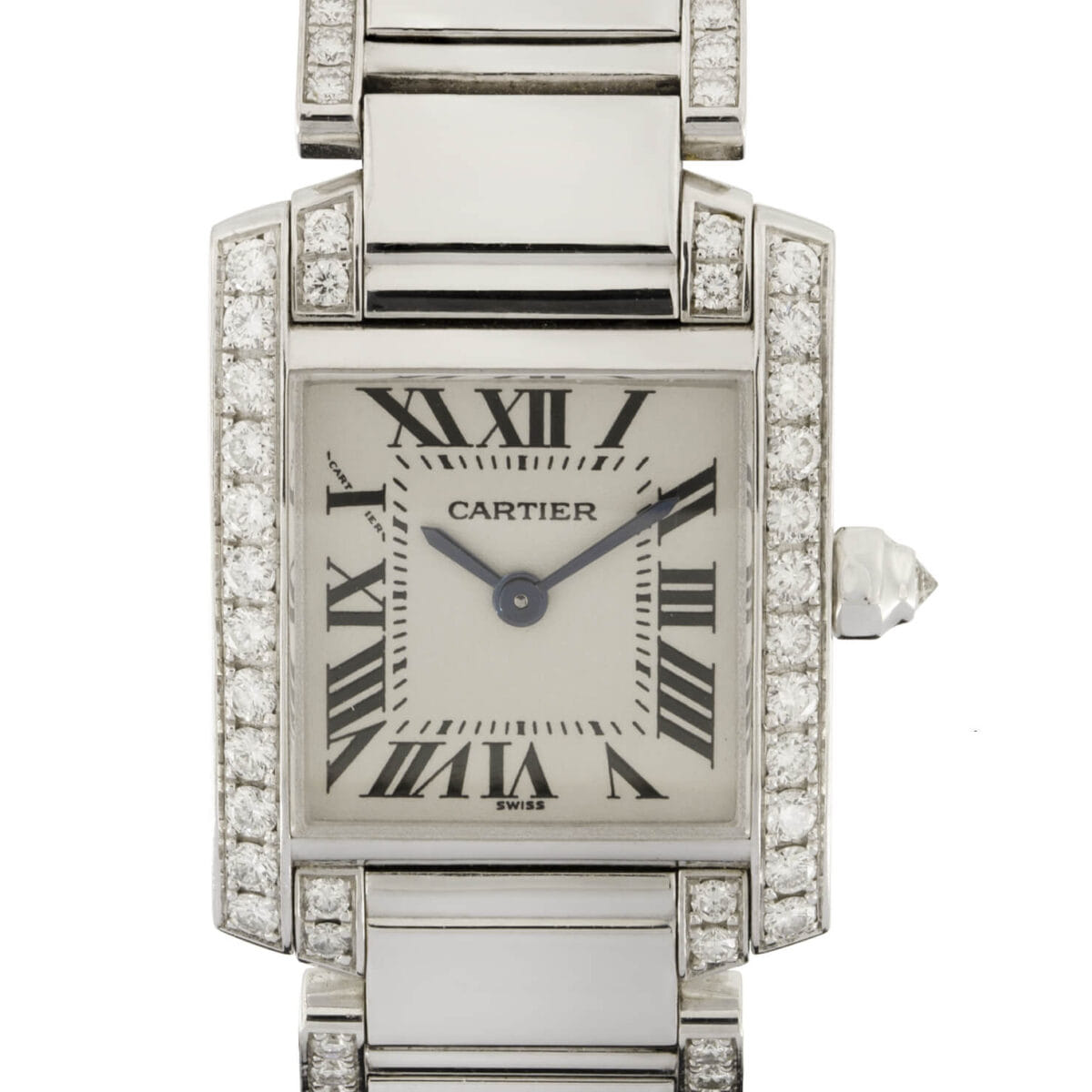 Cartier Tank Francaise White Gold Diamonds Factory ref 2403