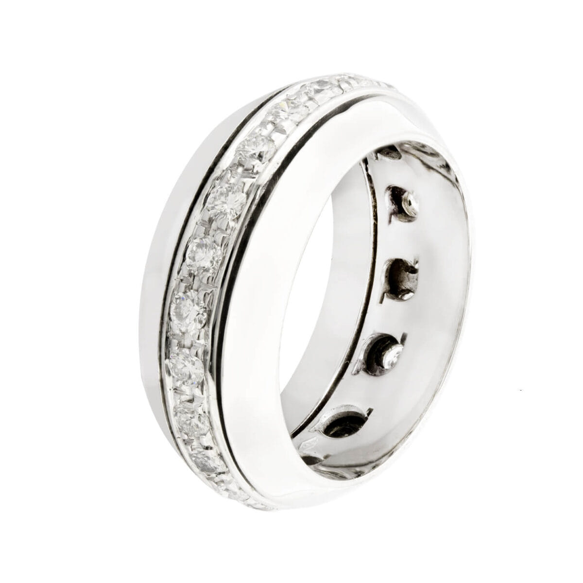 Anello anti stress in oro bianco 18kt e diamanti round 0,78ct tot