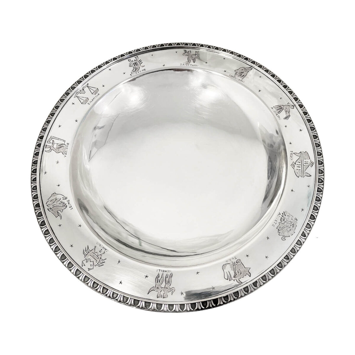 Piatto segni zodiacali in argento 800