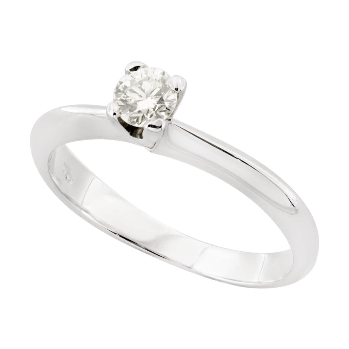 Anello solitario in oro bianco 18kt con diamante round 0,21ct