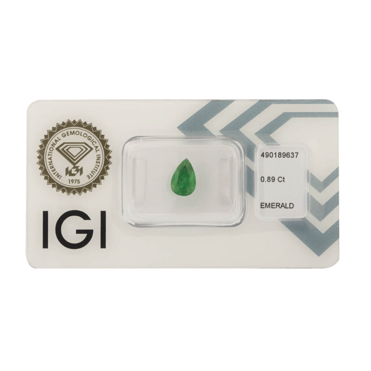 Smeraldo pear cut 0,89ct certificato IGI