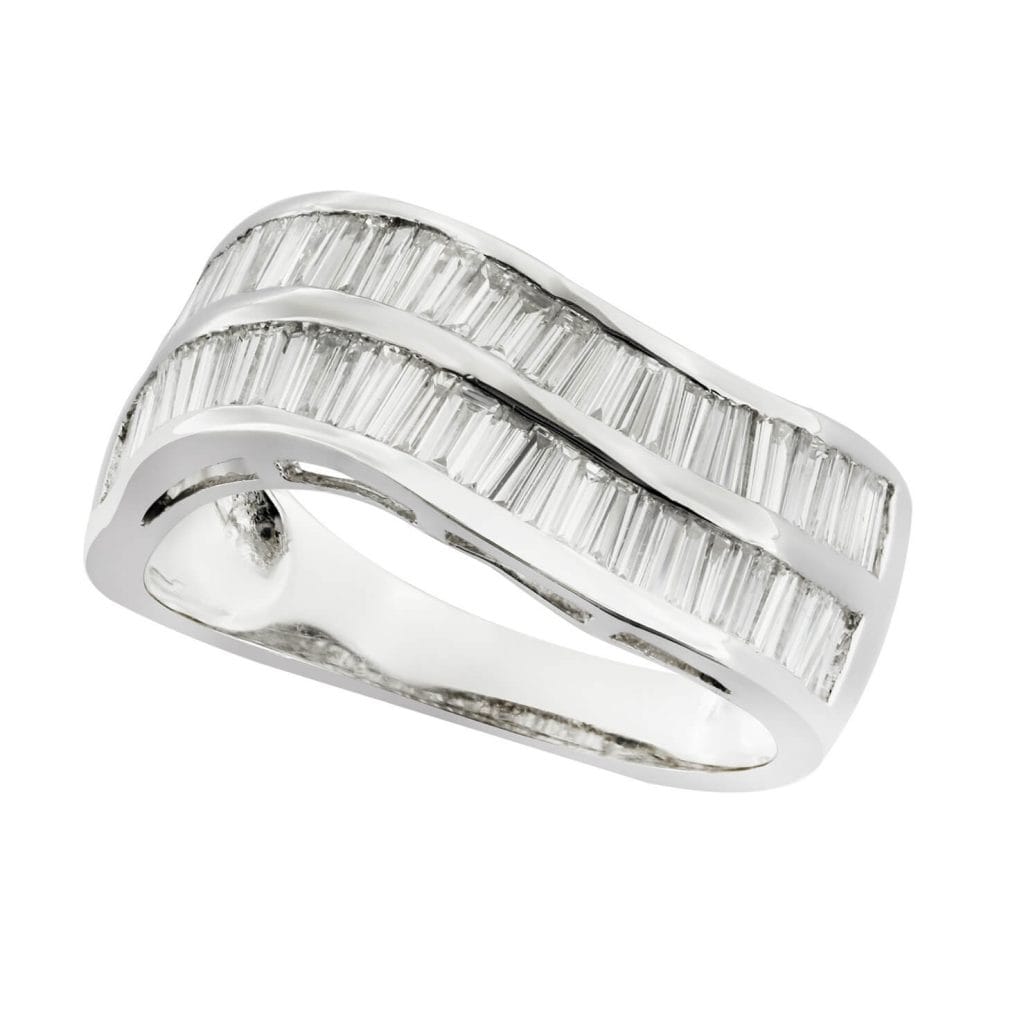 Fascia Diploma Anello Doppia Fascia In Oro Bianco E Diamanti