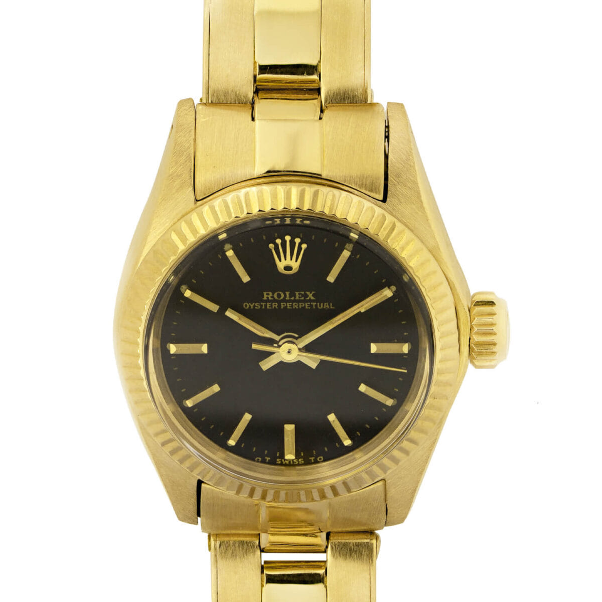 Rolex Oyster Perpetual Lady 26 mm 18kt black dial Ref 6719