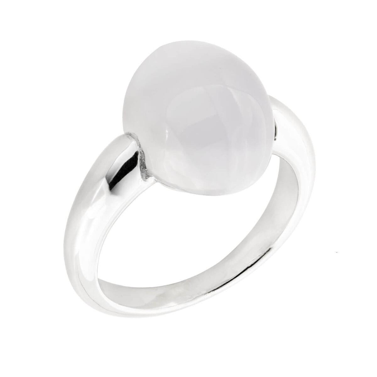 Anello in oro bianco e pietra di luna