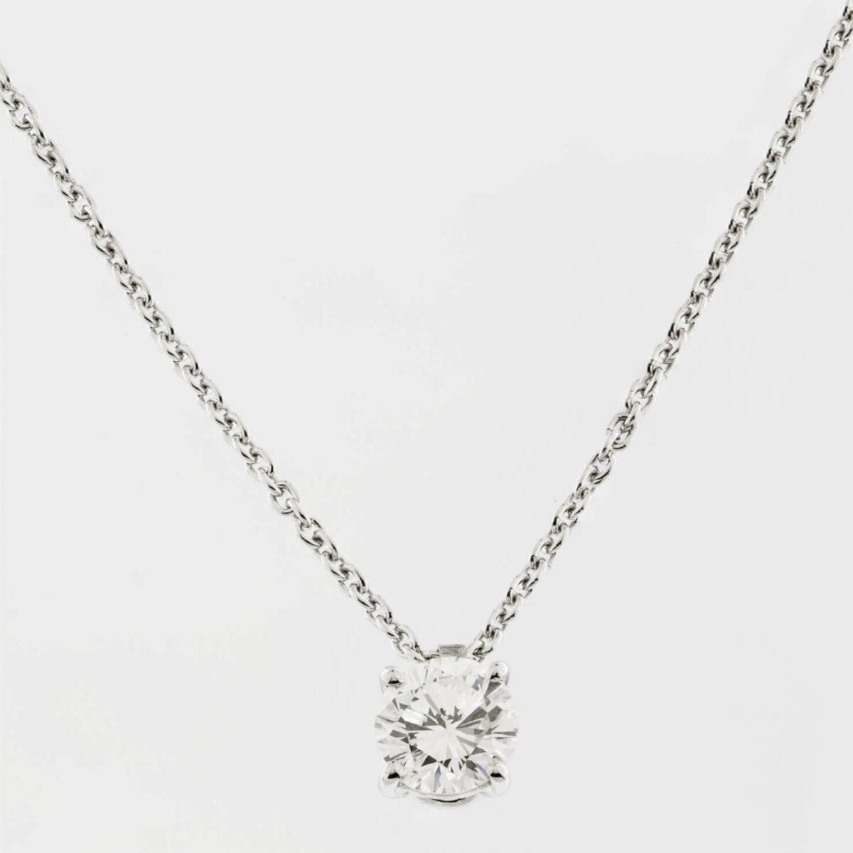 Collana punto luce in oro bianco e diamante round 0,57ct