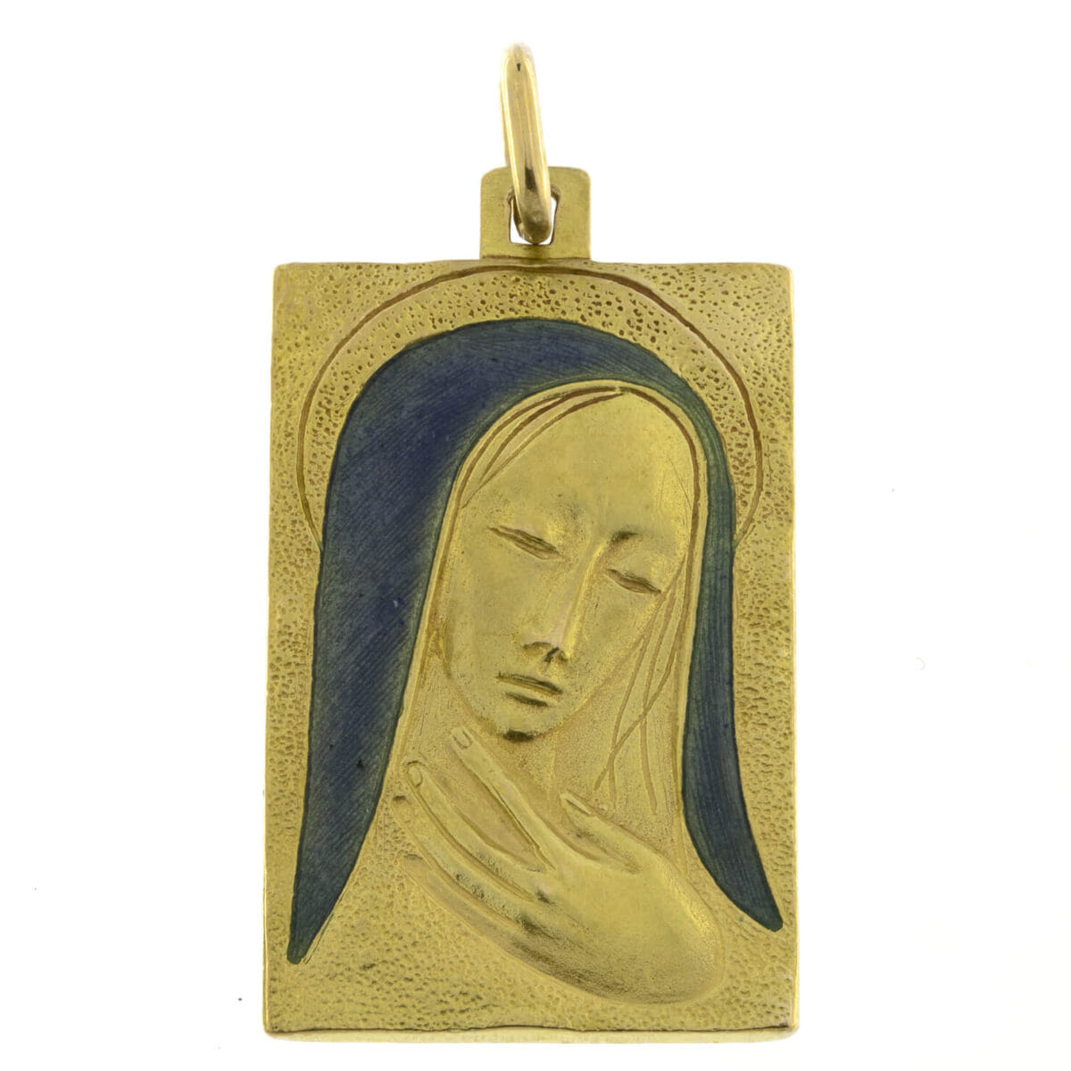 Ciondolo Madonna in oro giallo e smalti Ottaviani