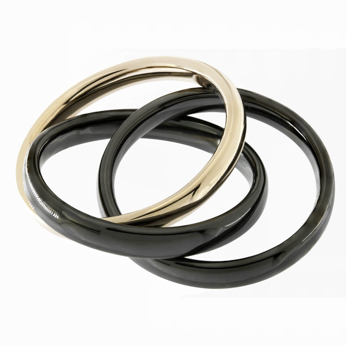 Anello in oro rosa 18kt e ceramica nera