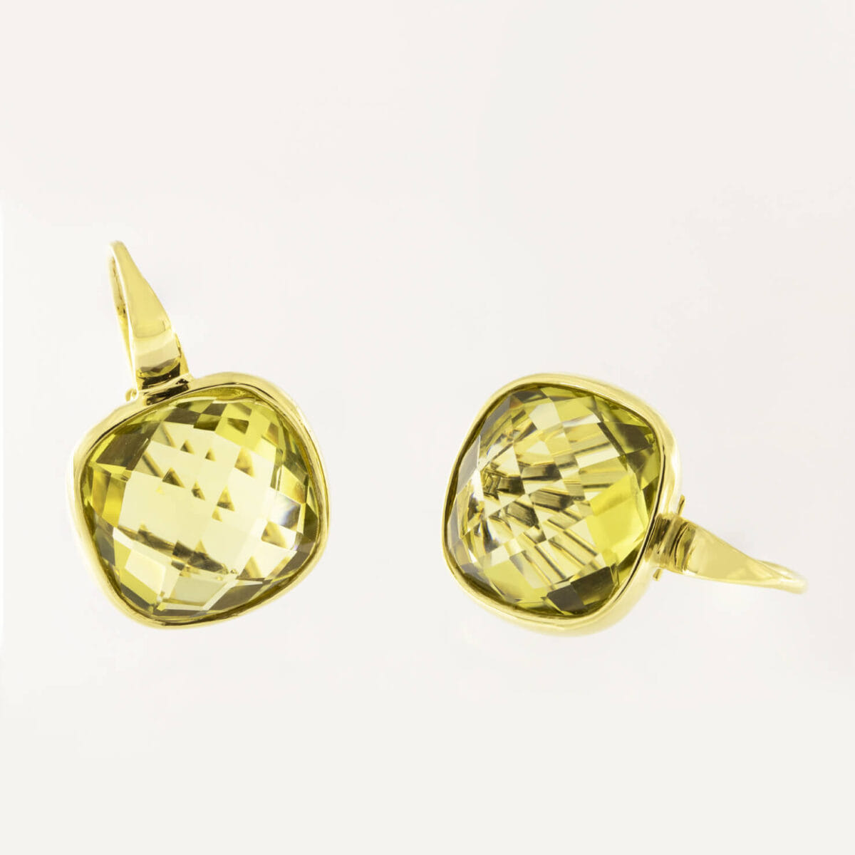 Orecchini in oro giallo e quarzo citrino