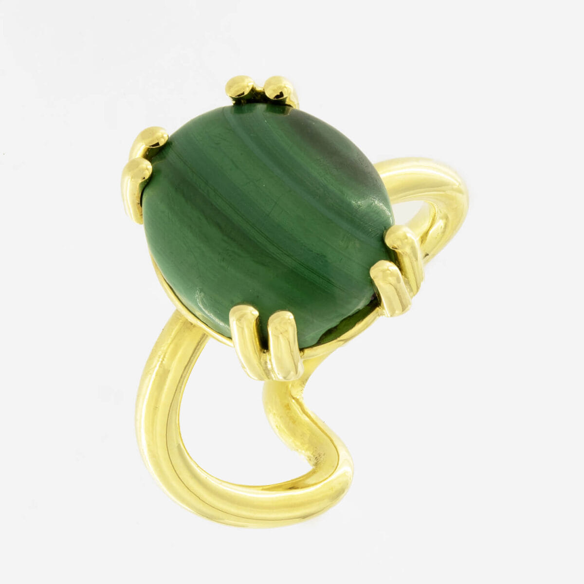 Anello oro giallo e malachite