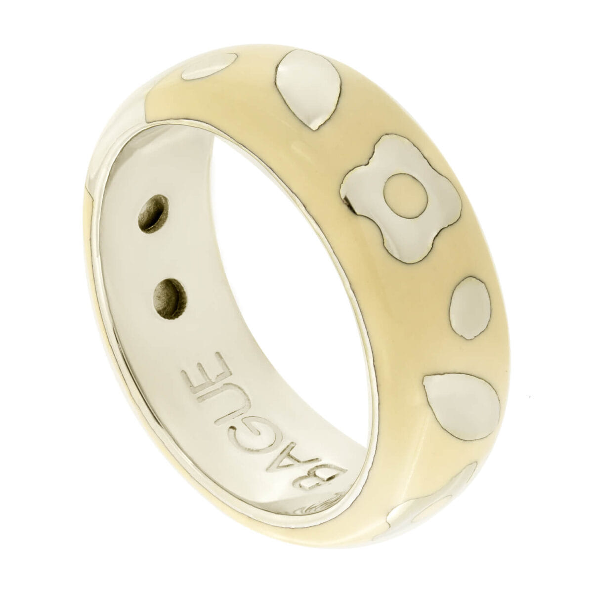 Anello Nouvelle Bague oro bianco e smalto rosa antico