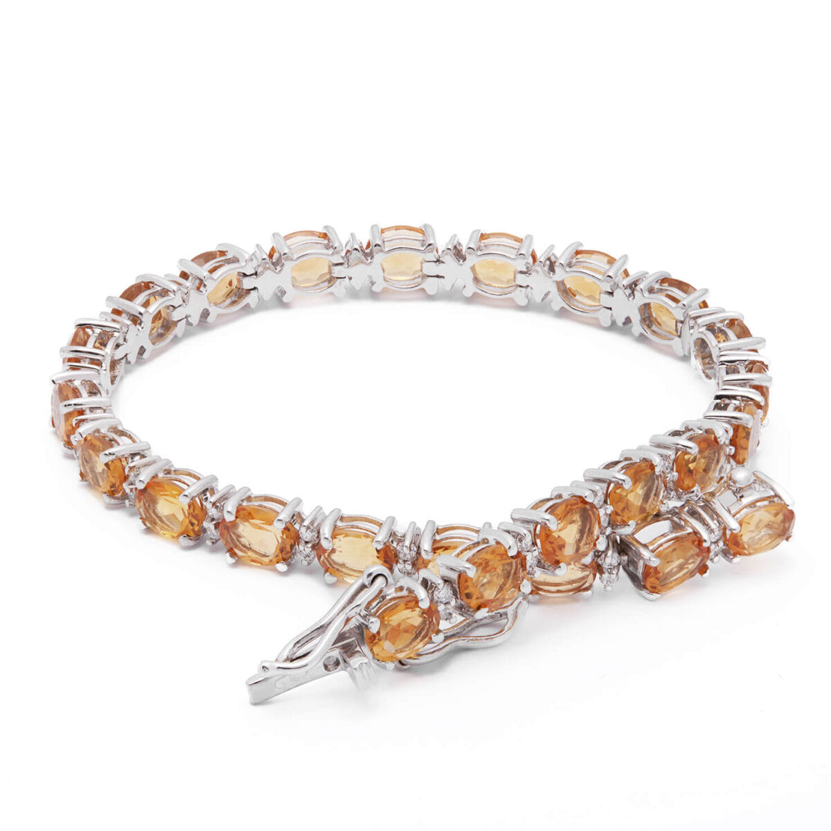 Bracciale in oro bianco con diamanti 0,048ct tot e quarzi citrini 7,5ct  tot