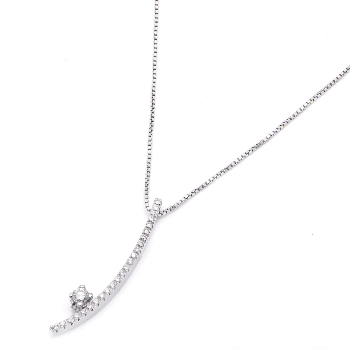 Collana in oro bianco con ciondolo oro e diamanti 0,20ct tot