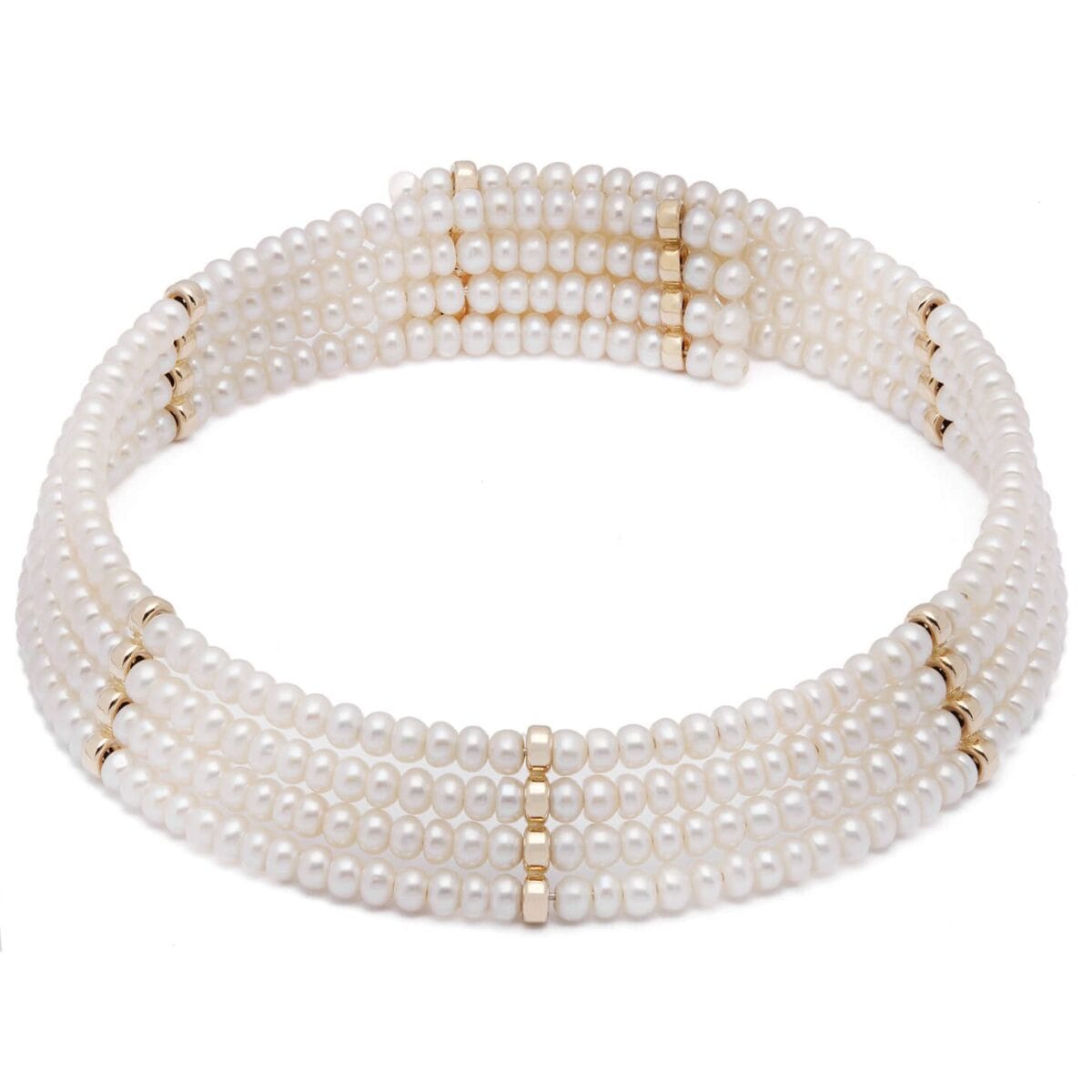 Girocollo con perle da 4,8mm e oro giallo