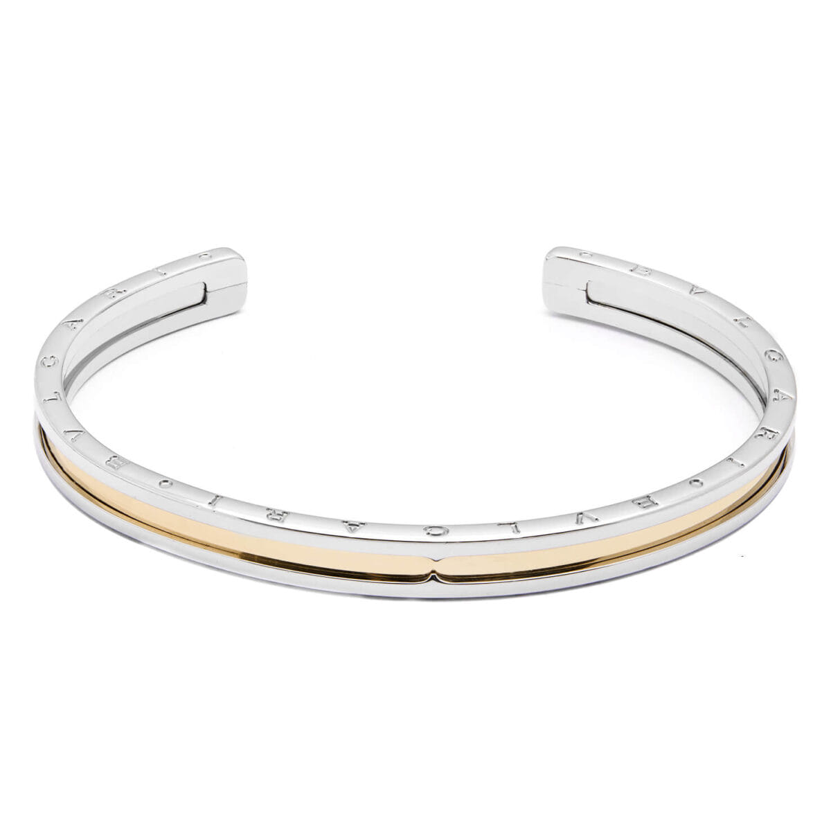 Bracciale rigido Bulgari Bzero1 in acciaio e oro