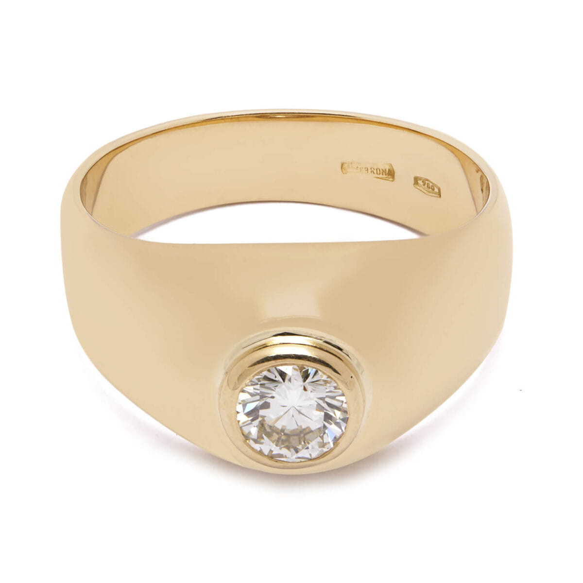 Anello uomo in oro giallo e diamante 0,45ct