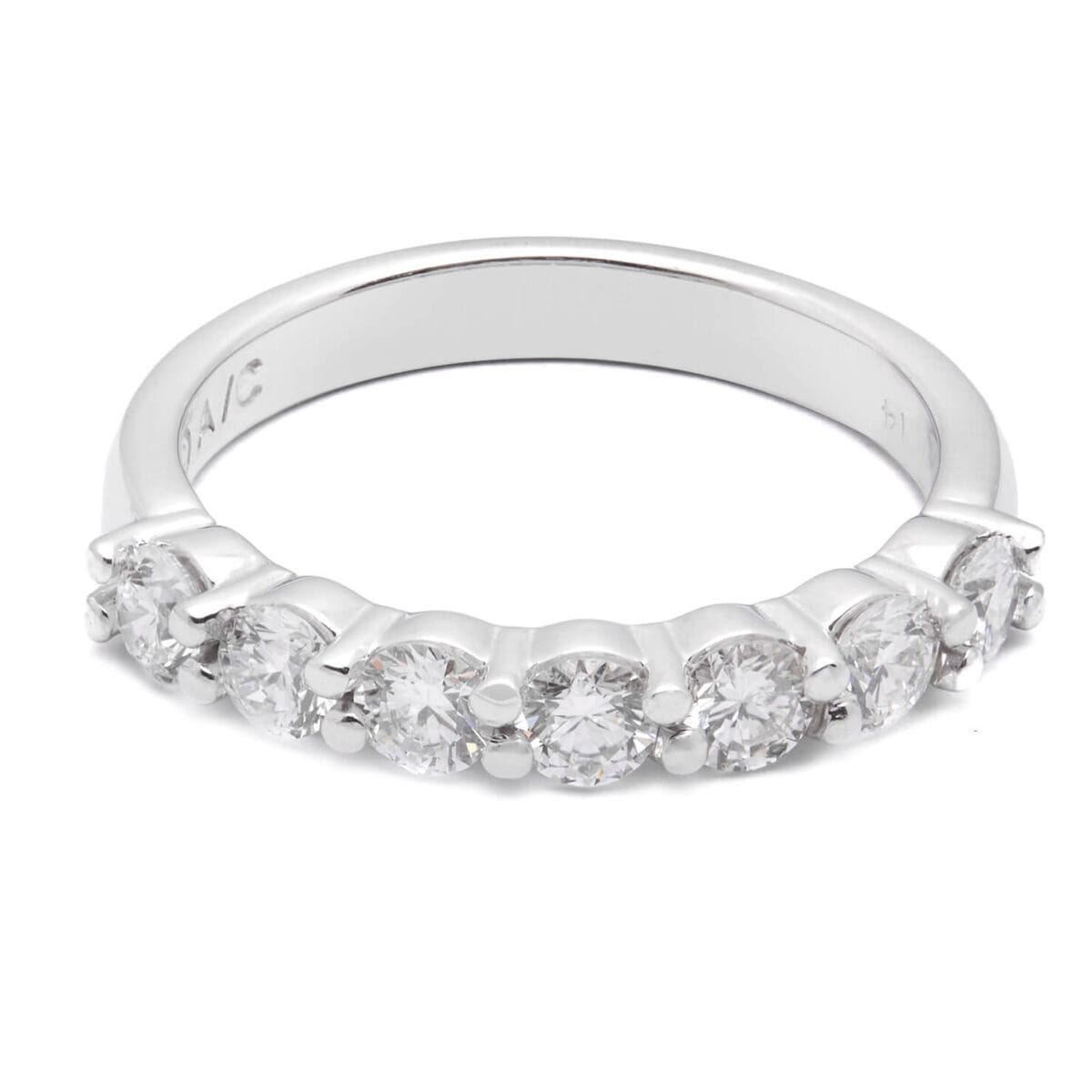 Anello veretta in oro bianco 14kt e diamanti 0,90ct tot