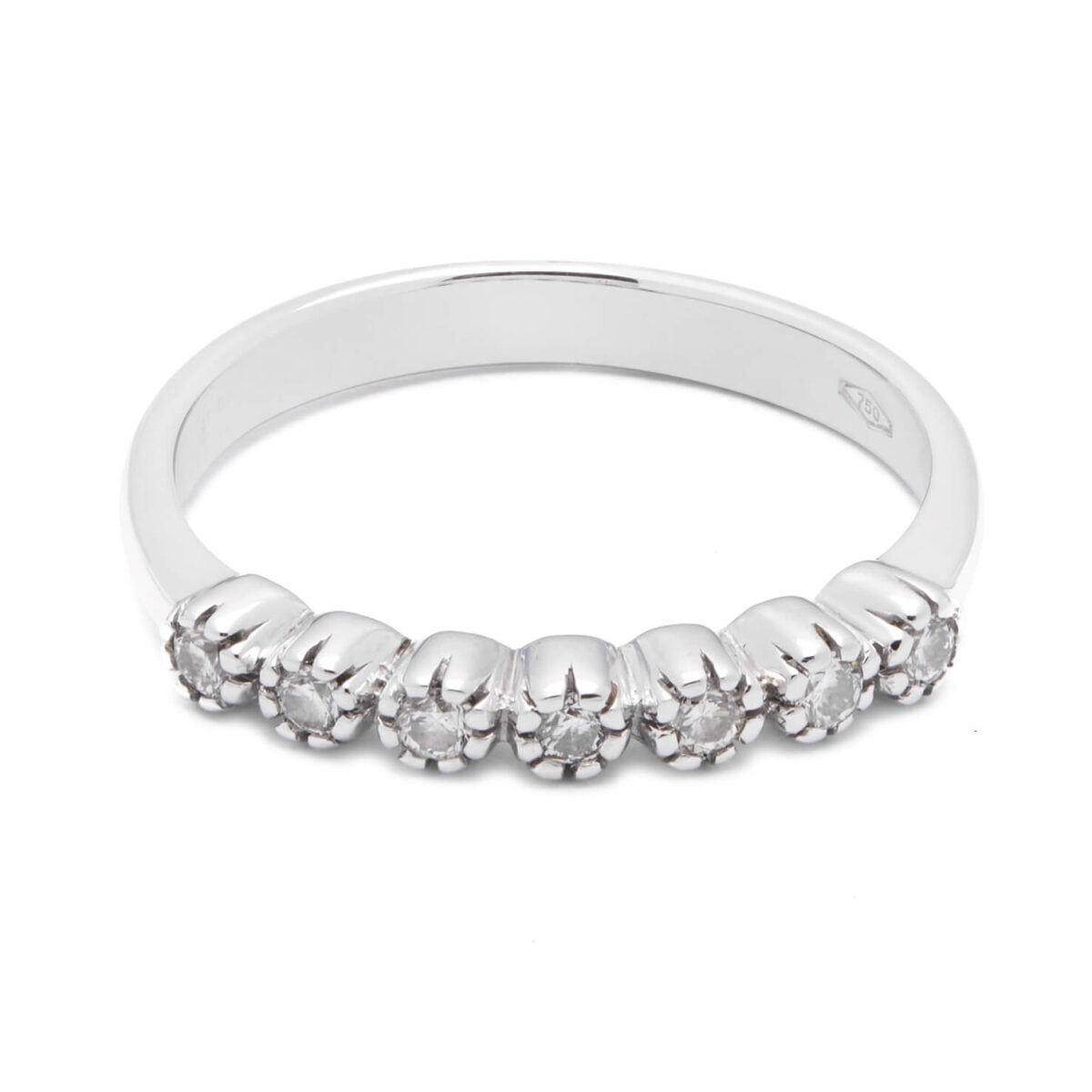 Anello veretta in oro bianco e diamanti 0,175ct tot