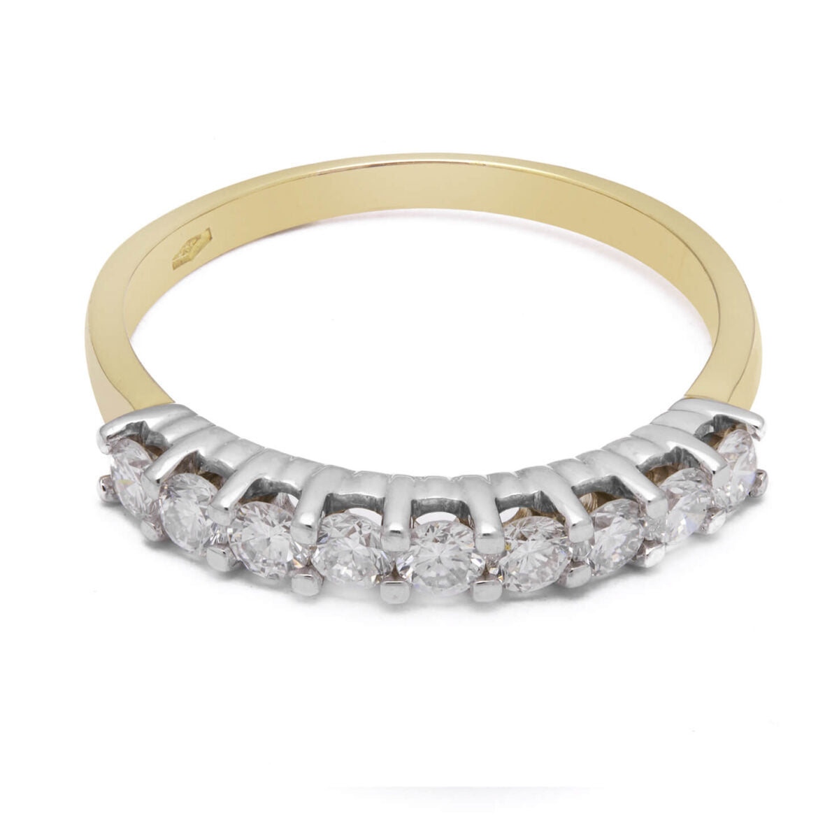 Anello veretta in oro giallo e bianco con diamanti 0,68ct tot