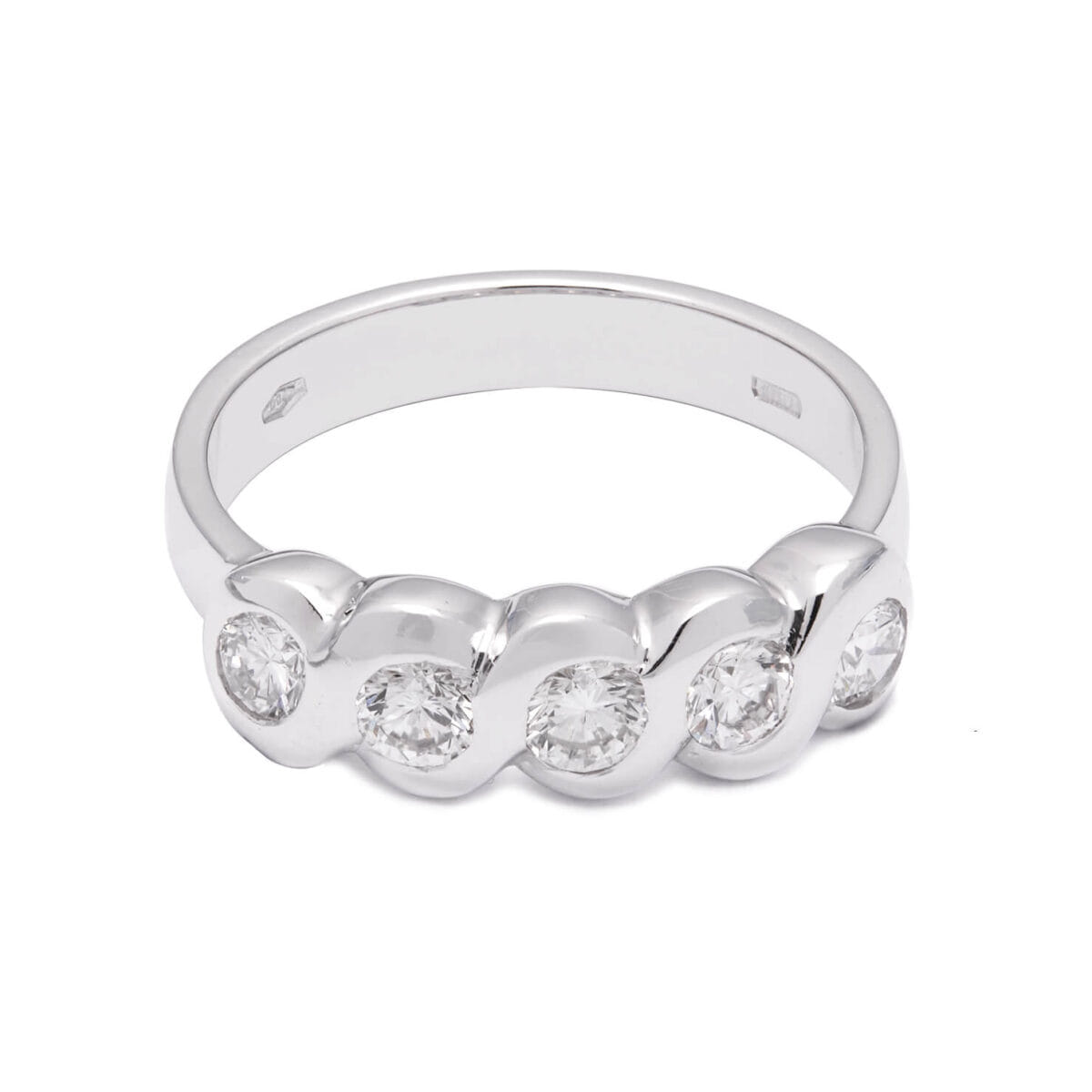 Anello veretta infinito in oro bianco e diamanti 0,63ct tot