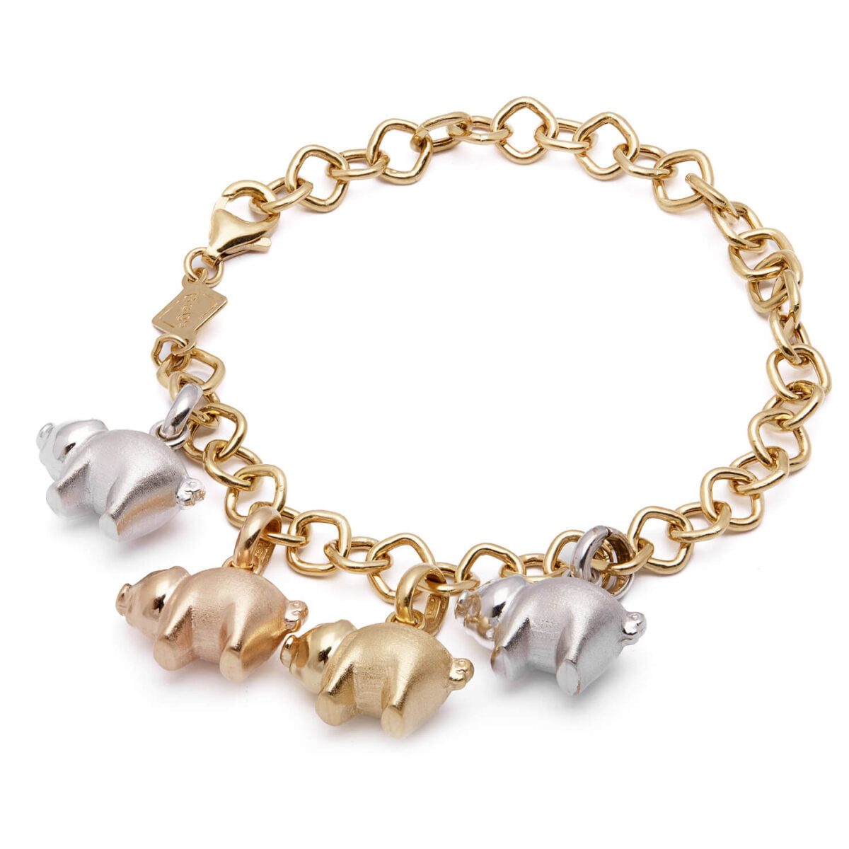 Bracciale Rosato con charm pigs tre ori