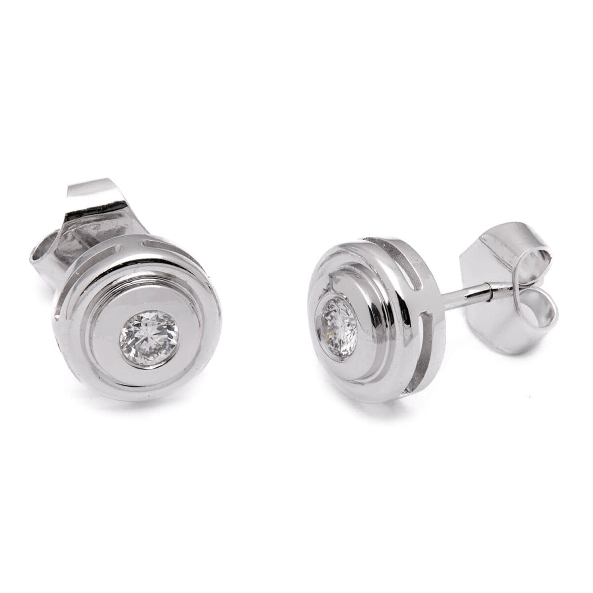 Orecchini lobo in oro bianco e diamanti 0,30ct tot