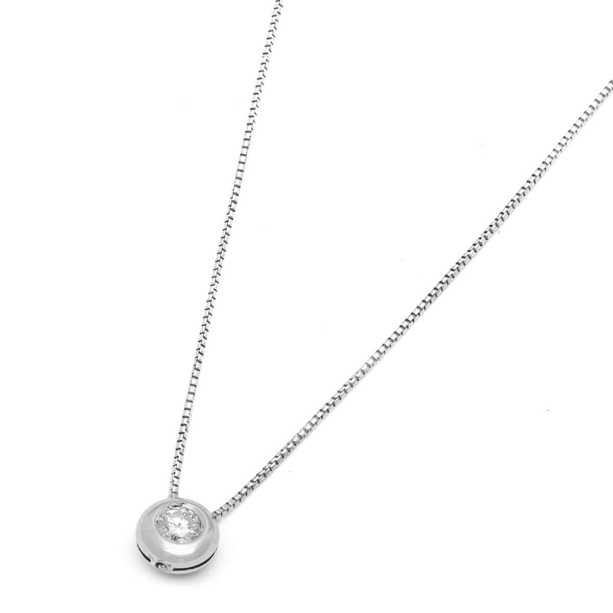 Catenina punto luce cipollina in oro bianco e diamante 0,25ct