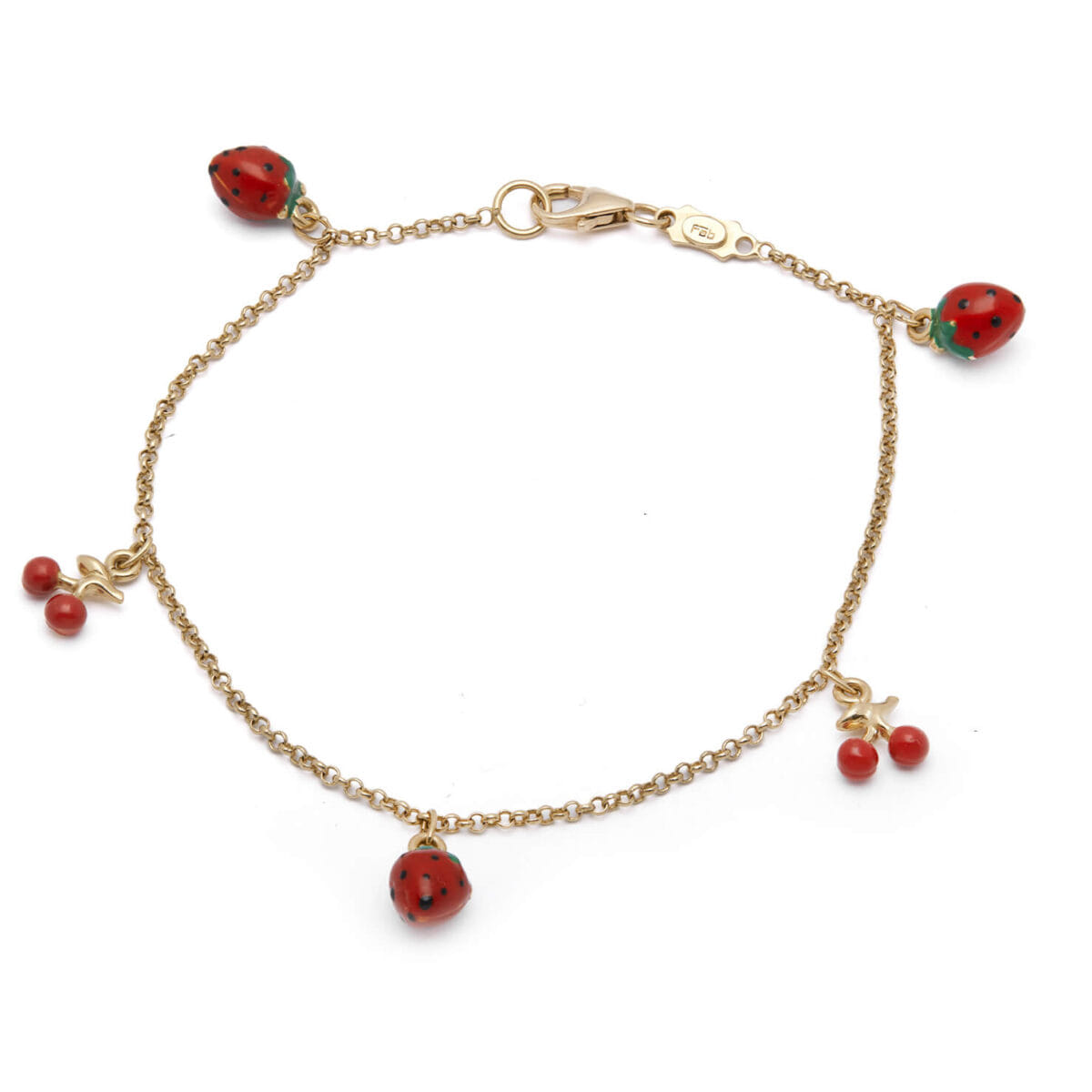 Bracciale in oro giallo con ciondoli fruit smaltati
