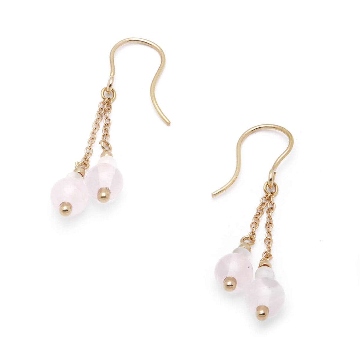 Orecchini in oro giallo con quarzo rosa e bianco