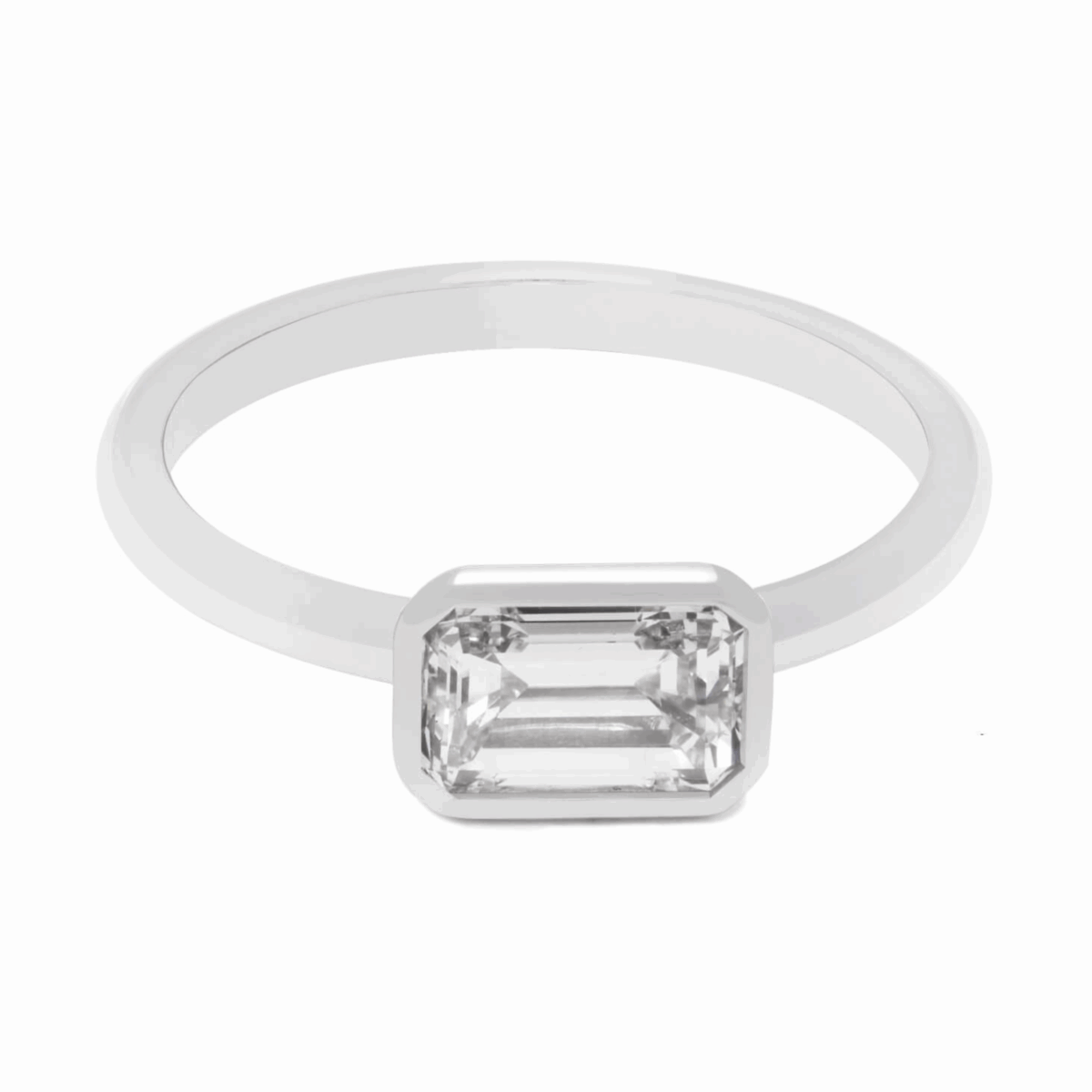 Anello solitario in oro bianco con diamante emerald 1,07ct