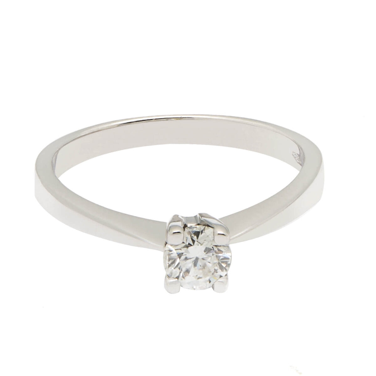 Anello solitario in oro bianco con diamante 0,27ct